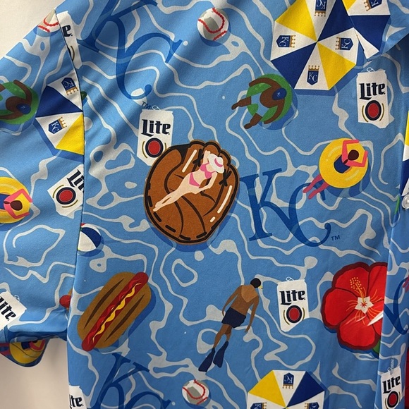 Kansas City Royals Hawaiian Button Down Short Sleeve Size XL Miller Lite - Picture 4 of 8